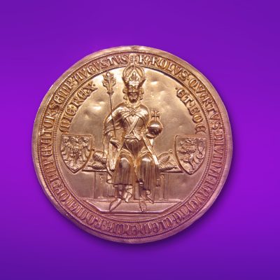 Vorderseite des Siegels des Trierer Exemplars der Goldenen Bulle mit dem Bildnis des Kaisers