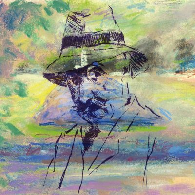 Bildkombination: Selbstportrait, Blumenterrasse