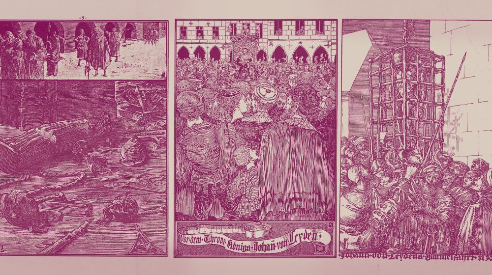 Buchgrafik aus: Die Wiedertäufer von Josef Sattler, 1895