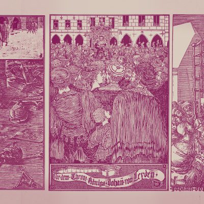 Buchgrafik aus: Die Wiedertäufer von Josef Sattler, 1895