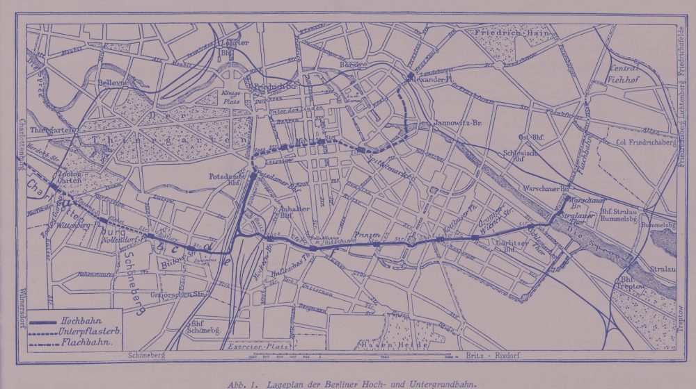 Lageplan der Berliner Hoch- und Untergrundbahn 