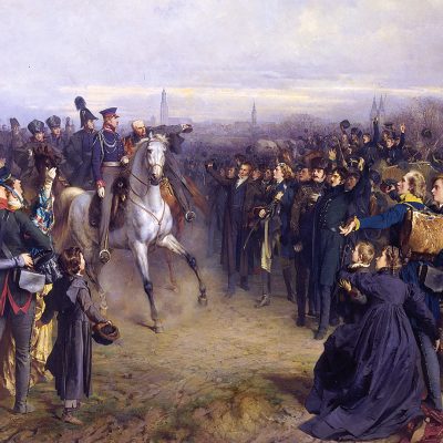 Freiwillige vor Friedrich Wilhelm III. in Breslau, Gemälde von Julius Scholtz (Foto: SMB, Nationalgalerie)  