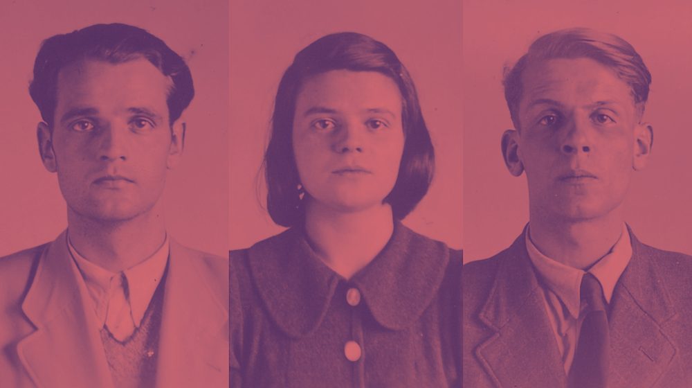 Gestapo-Fotos von Hans und Sophie Scholl sowie Christoph Probst (Foto: Stadtarchiv München) 
