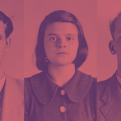 Gestapo-Fotos von Hans und Sophie Scholl sowie Christoph Probst (Foto: Stadtarchiv München) 