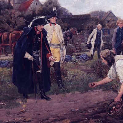 Friedrich II auf dem Kartofffeld (Foto: Robert Warthmüller / Robert Müller, Public Domain) 