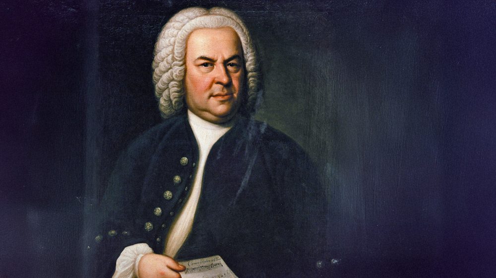 Johann Sebastian Bach, Portrait von Elias Gottlob Haussmann 1748 (Foto: Public domain, Hintergrund digital erweitert)