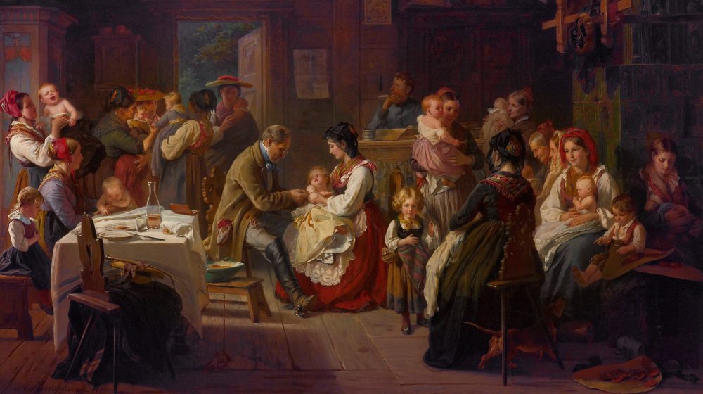 Eine Impfung auf dem Lande, Gemälde von Adolph Hornemann (Quelle: Public Domain) 
