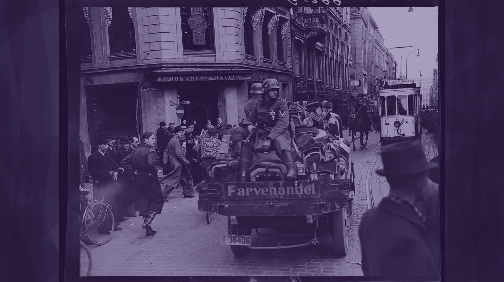Wehrmachtstruppen in Oslo, April 1940 (Quelle: National Library of Norway, CC BY-SA 4.0)