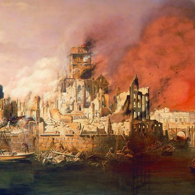 Das große Feuer von Hamburg, Gemälde von Ditlev Martens (Quelle: Hermitage)
