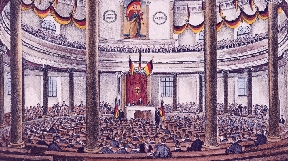 Nationalversammlung in der Paulskirche, Zeichnung von Ludwig von Elliot