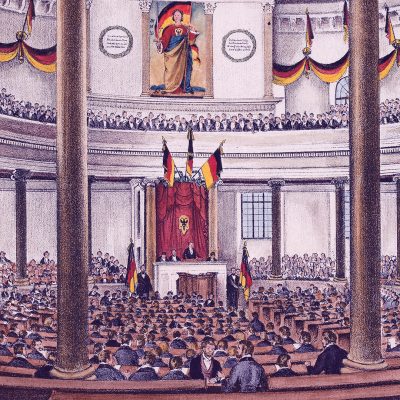 Nationalversammlung in der Paulskirche, Zeichnung von Ludwig von Elliot