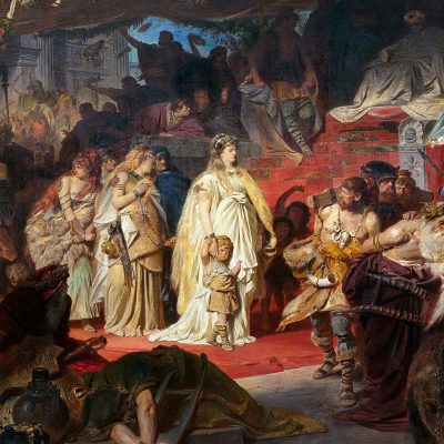 Thusnelda im Triumphzug des Germanicus, Gemälde von Carl Theodor von Piloty (Quelle: Neue Pinakothek München, CC BY-SA 4.0)