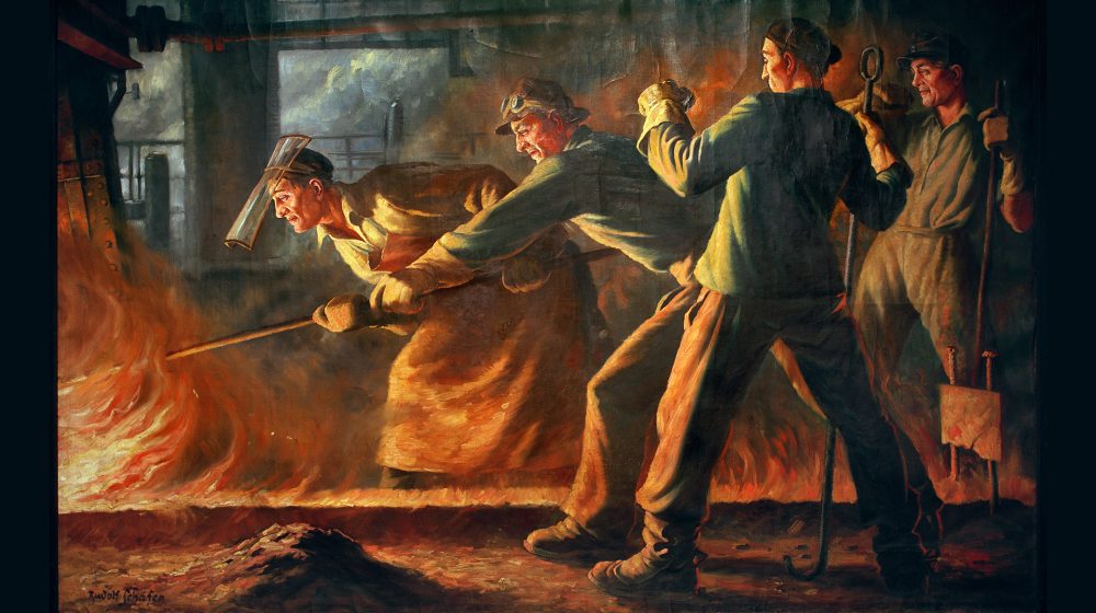 Hochofenabstich, Gemälde von Rudolf Schäfer (Quelle: akg-images) 