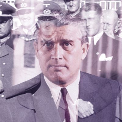 Collage: Wernher von Braun in Peenemünde (Quelle: Bundesarchiv, CC-BY-SA 3.0)