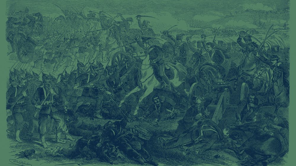 „Angriff des hannoverschen Königin-Husaren-Regiments auf die preußische Stellung“ (Quelle: Die deutschen Einigungskriege)