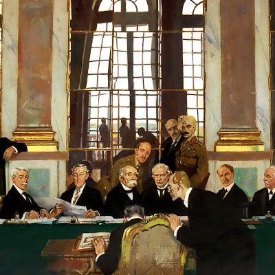 Unterzeichnung des Versailler Vertrages, Gemälde von William Orpen