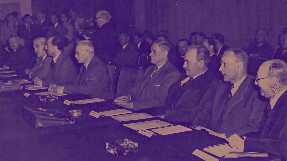 Frankfurter Konferenz am 1.7.1948 in Frankfurt/Main (Quelle: Bundesarchiv, Bild 183-H26569 / CC-BY-SA 3.0) 