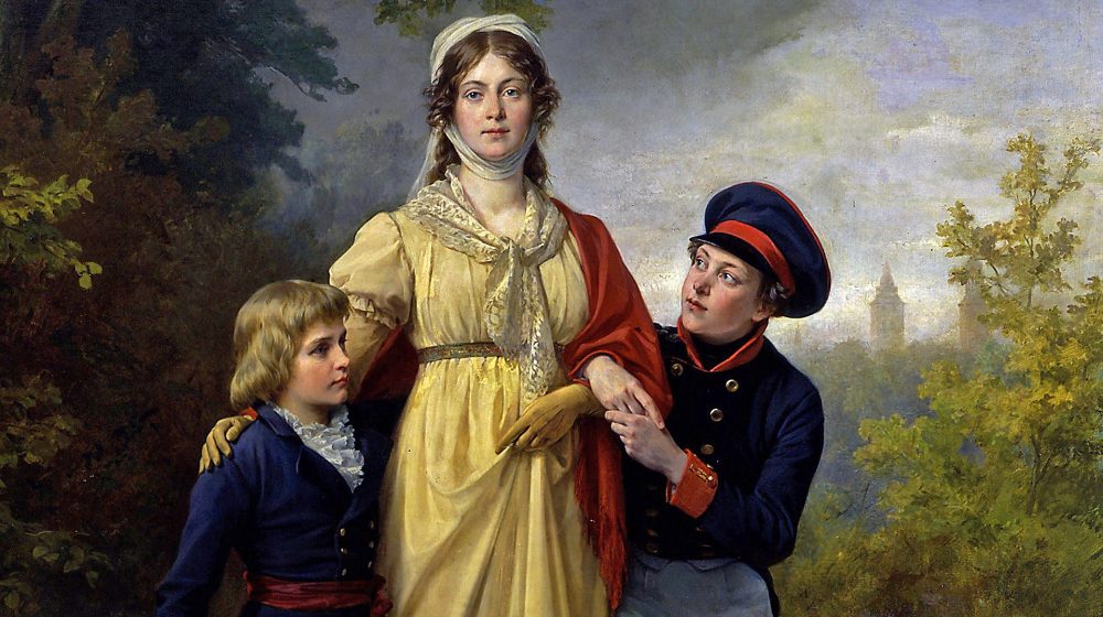 Königin Luise mit ihren Söhnen, Gemälde von Carl Steffeck (Quelle: Public)