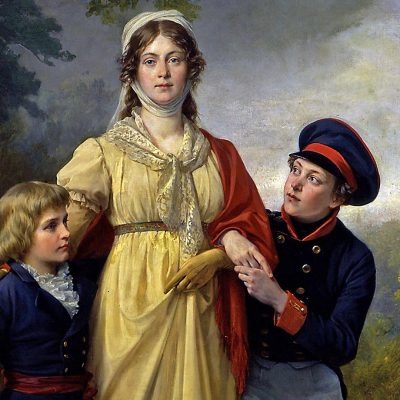 Königin Luise mit ihren Söhnen, Gemälde von Carl Steffeck (Quelle: Public)