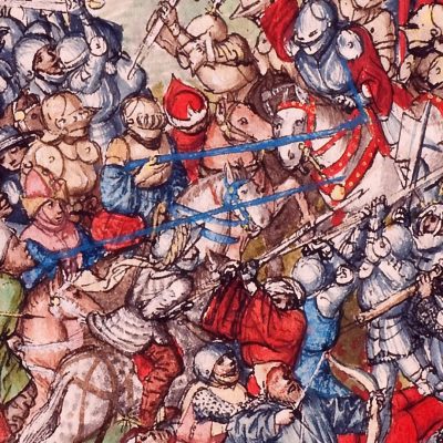 Schlacht auf dem Lechfeld in der Augsburger Chronik (Quelle: Württembergische Landesbibliothek)