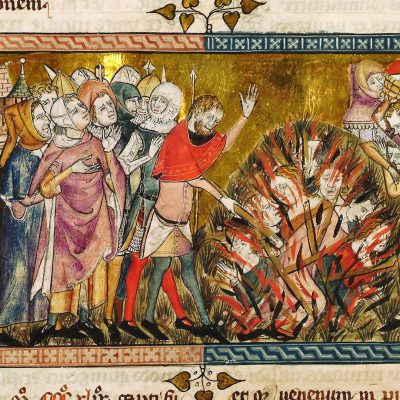 Darstellung eines Pogroms in der Flandrischen Chronik (Quelle: KBR - Bibliothèque royale de Belgique)