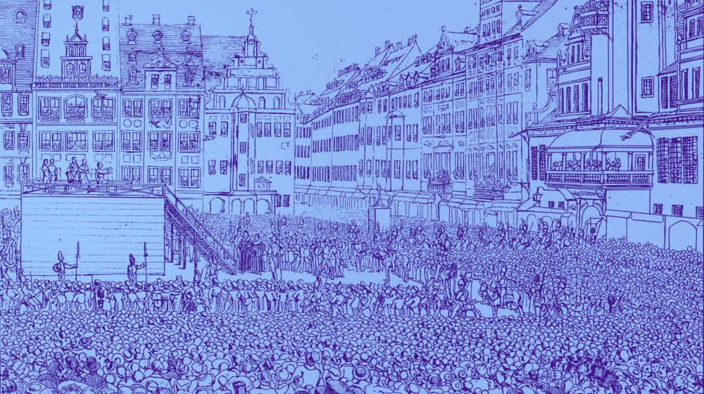 Hinrichtung Woyzecks, Federlithografie von C. G. H. Geißler (Stadgeschichtliches Museum Leipzig)