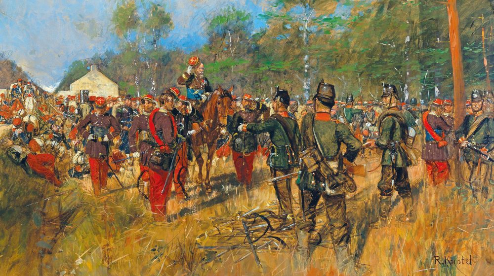 Kapitulation Napoleons III. nach der Schlacht von Sedan, Gemälde von Richard Knötel