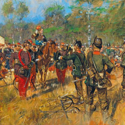 Kapitulation Napoleons III. nach der Schlacht von Sedan, Gemälde von Richard Knötel