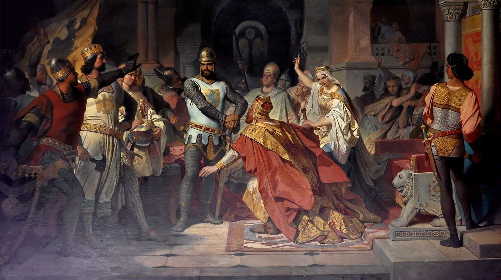 Kaiser Friedrich Barbarossa und Herzog Heinrich der Löwe in Chiavenna, Gemälde von Philipp von Foltz (Quelle: Maximilianeum München) 