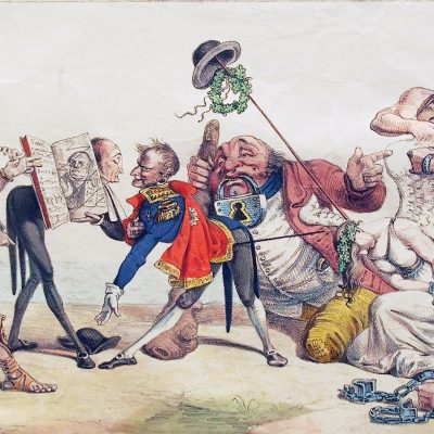 „Der Eintritt der Censur in Deutschland“, Karikatur von Johann Richard Seel (Quelle: Bomann-Museum)