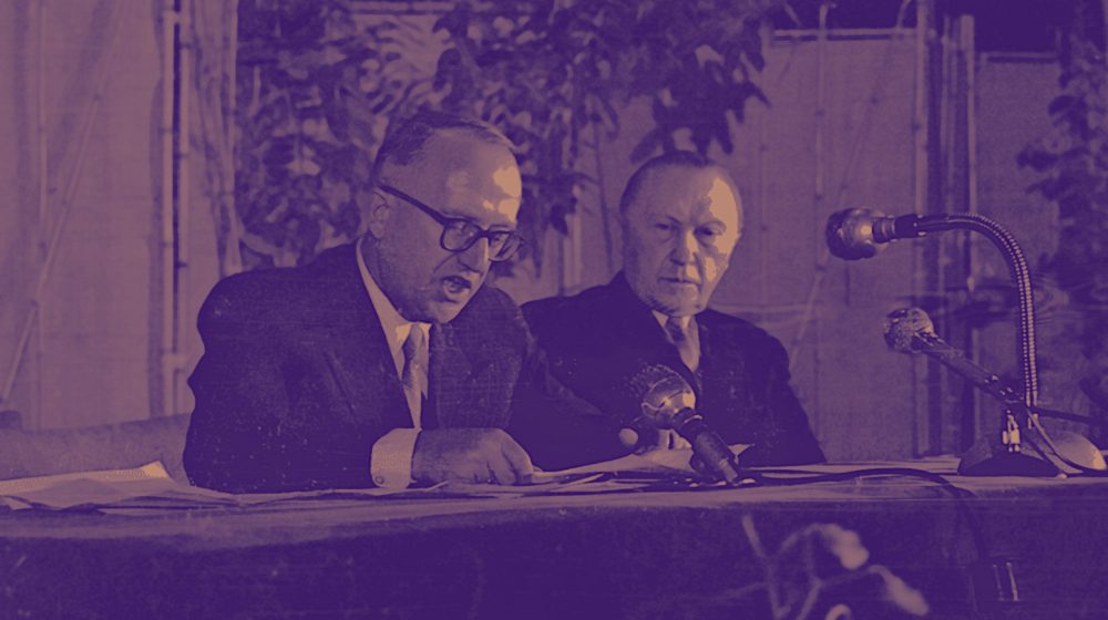 Staatssekretär Hallstein und Kanzler Adenauer (Quelle: Landesarchiv Baden-Württemberg, Staatsarchiv Freiburg CC BY 4.0)