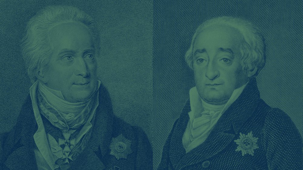 Karl August von Hardenberg (links), Heinrich Friedrich Karl vom und zum Stein (rechts) (Quelel: Rijksmuseum)