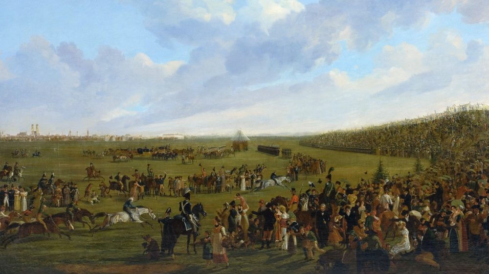 „Das Pferderennen auf dem Münchner Oktoberfest 1810“, Gemälde von Peter Hess (Quelle: Münchner Stadtmuseum, CC BY-SA 4.0) 
