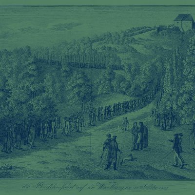 Graphik des Wartburgfests (Quelle: Herzog August Bibliothek, Wolfenbüttel, CC BY-SA 3.0 DE)