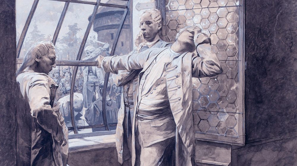 Hinrichtung Kattes vor den Augen Friedrichs, Illustration von Alphonse Mucha (Quelle: Public)