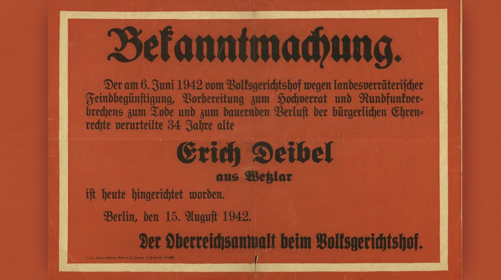 Bekanntmachung einer Hinrichtung 1942 (Quelle: Chalmers Library Kenyon)