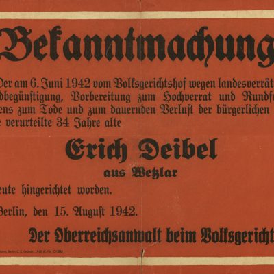 Bekanntmachung einer Hinrichtung 1942 (Quelle: Chalmers Library Kenyon)