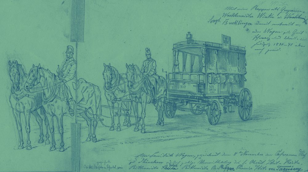 Rot-Kreuz Sanitätswagen 1870 (Quelle: Hauptstaatsarchiv Stuttgart)
