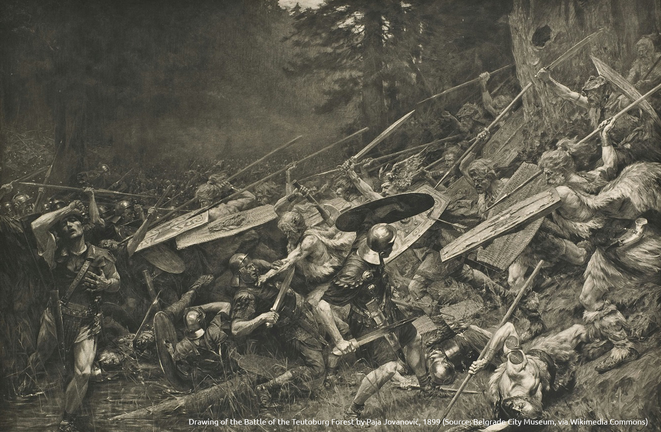 Zeichnung der Varusschlacht von Paja Jovanović, 1899 - Quelle Belgrade City Museum, via Wikimedia Commons
